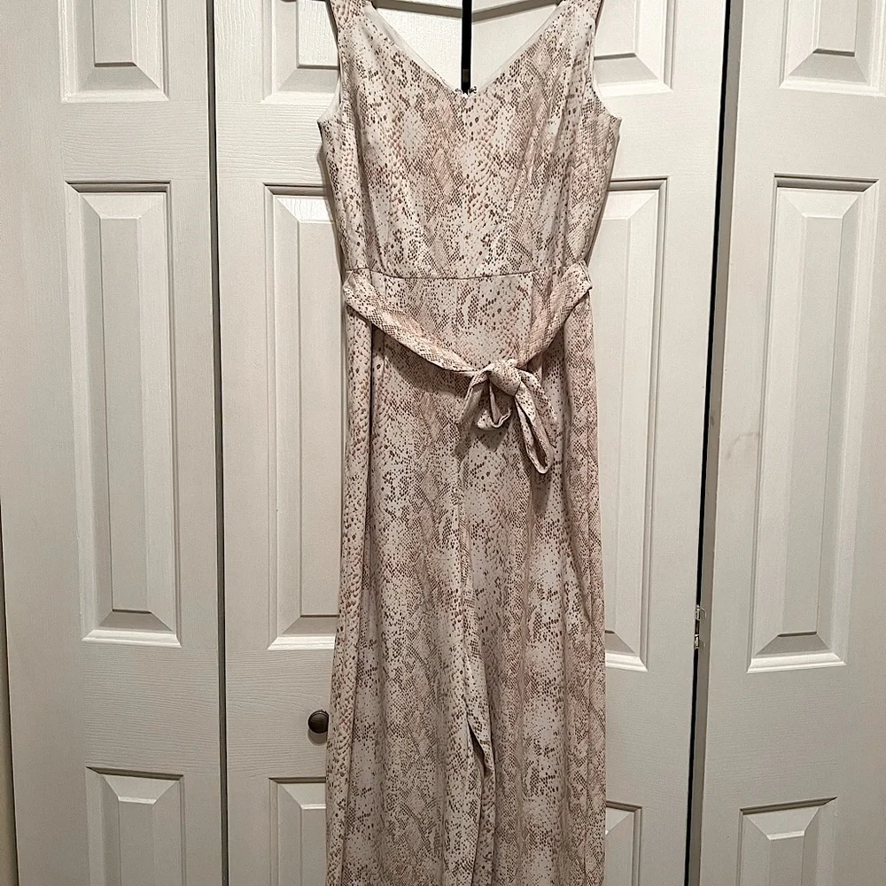 LOFT White Pink Snake Print Jumpsuit (6) - Picture 3 of 7